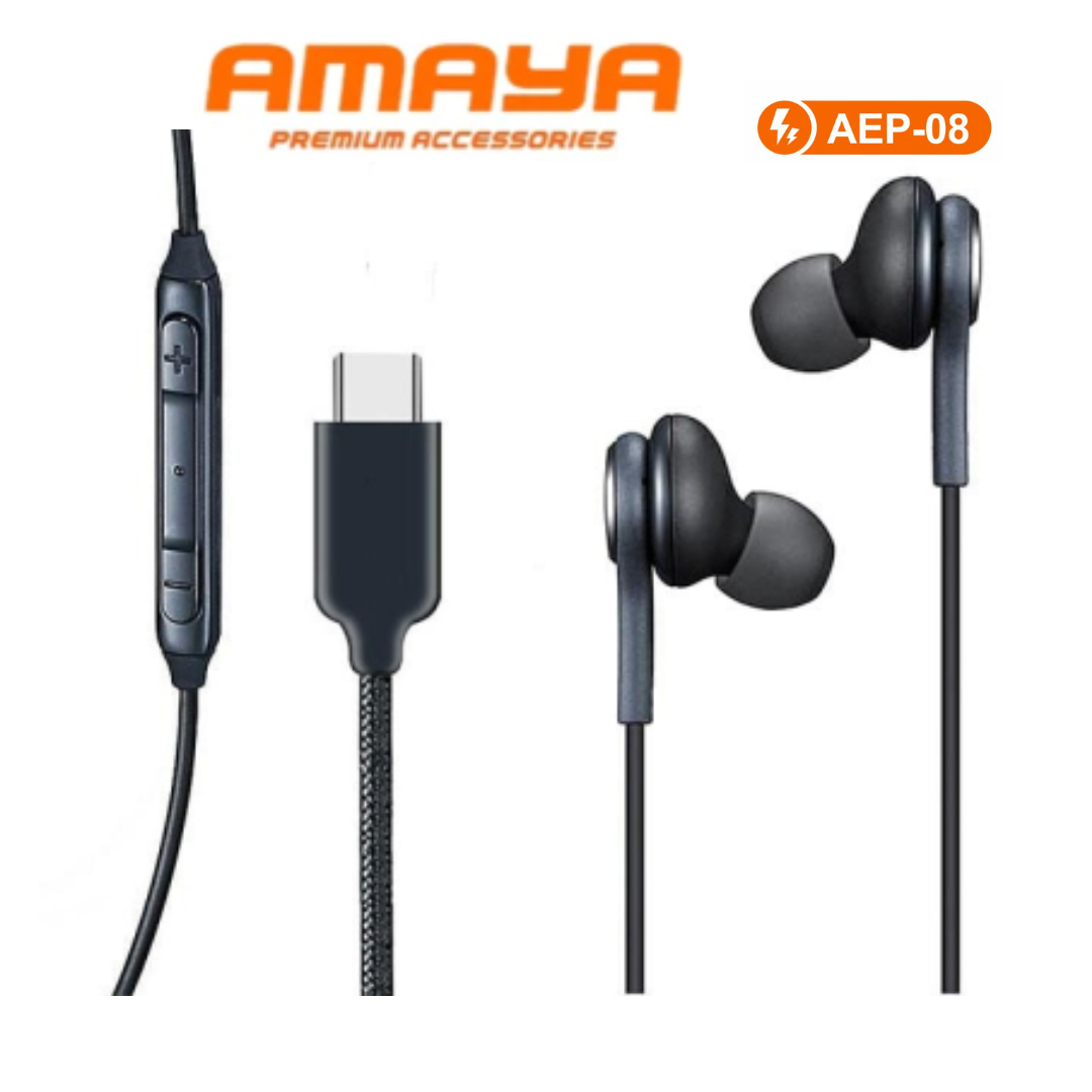 Amaya AEP-08 Wired Stereo Earphones | Hi-Fi Sound with Type-C