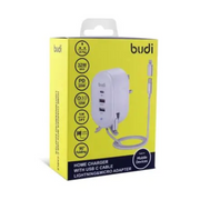 Budi AC312TV Home Charger with Type-C Cable + Lightning & Micro USB Adapter (1M)