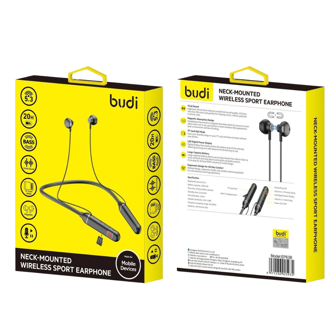 Budi Neck-Mounted Wireless Sport Earphone EP63B