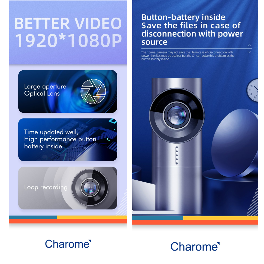 CHAROME T9 Road Camera – Compact Full HD Dash Cam
