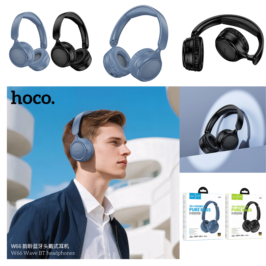 HOCO W66 Wireless Bluetooth Headphones Foldable Over Ear Headset With Mic HiFi Sport Earphone