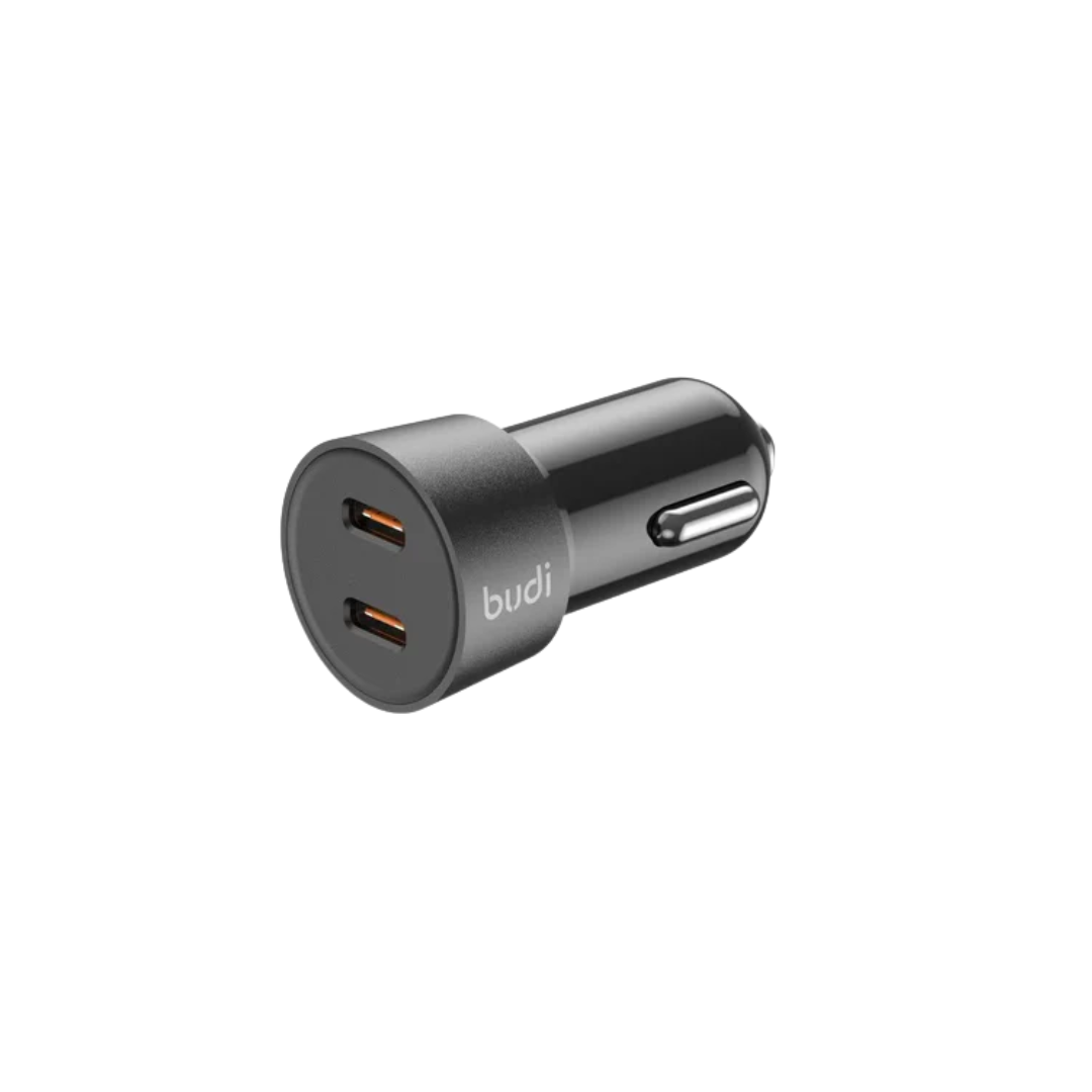 Budi Mini Car Charger PD 33W Fast Charger with Dual USB-C Ports + C to Lightning Cable (1.2M)